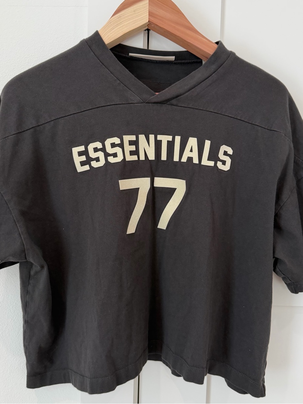 Essentials Black Short-Sleeve V-Neck '77 Graphic Tee